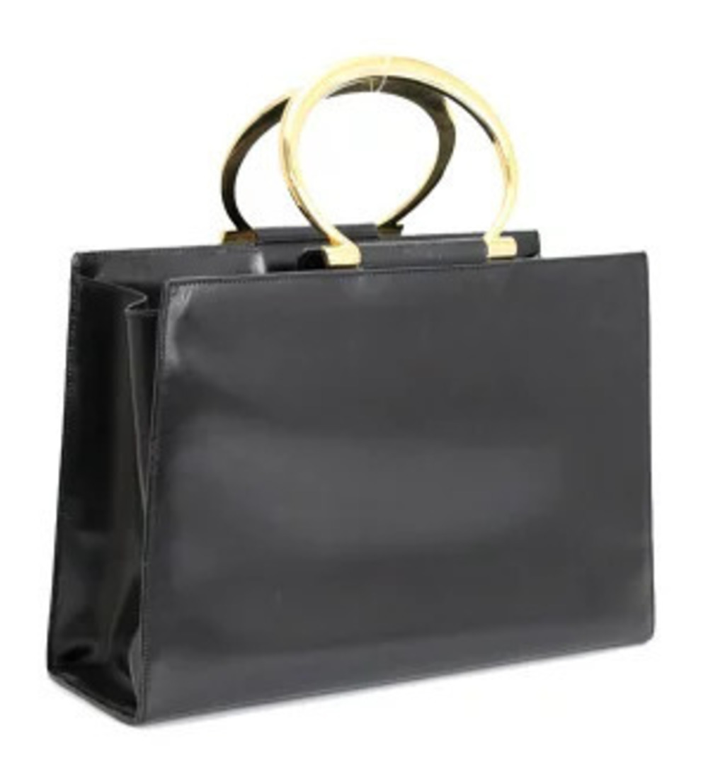 Celine Leather Metal Black Handle Handbag